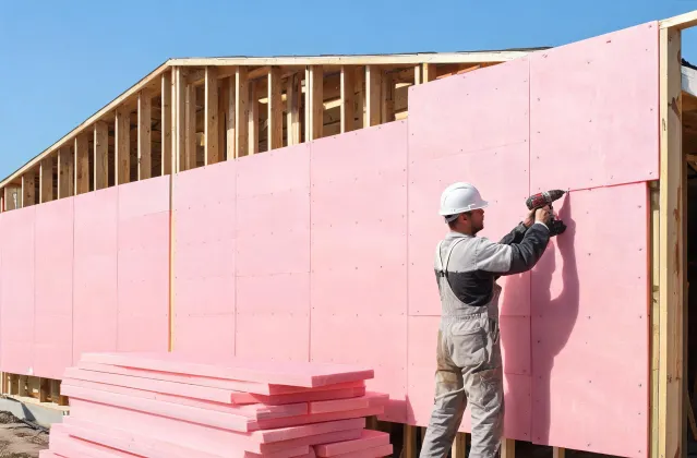 Rigid foam board continuous insulation on exterior sheathing